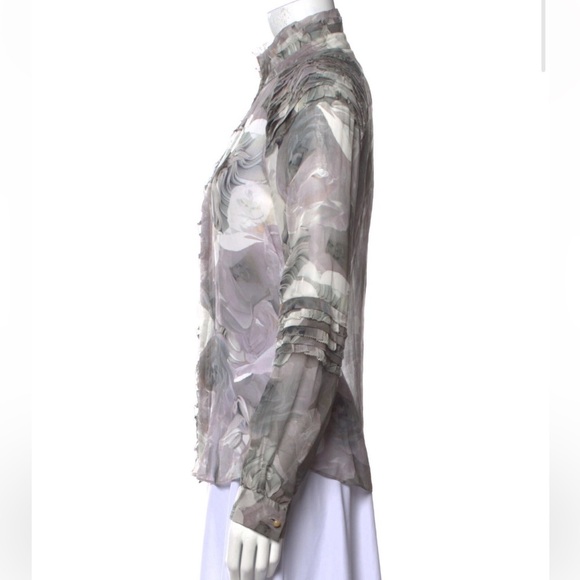 Diane Von Furstenberg DVF Pintura Silk Floral Print Button-Up Blouse Top - Picture 11 of 11